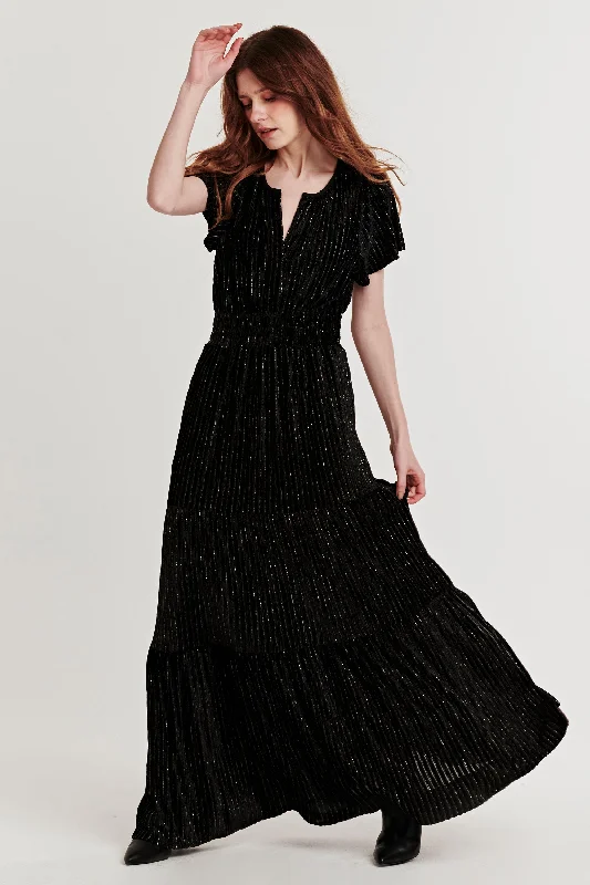 Fantastic Deals REESE FRONT PLACKET DRESS BLACK LUREX