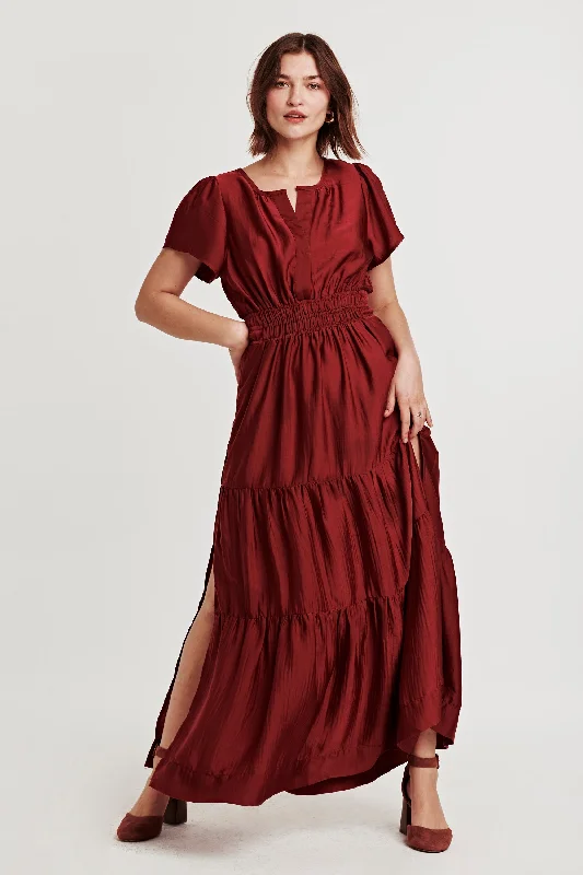 Extra Discounts REESE FRONT PLACKET DRESS DARK CHERRY