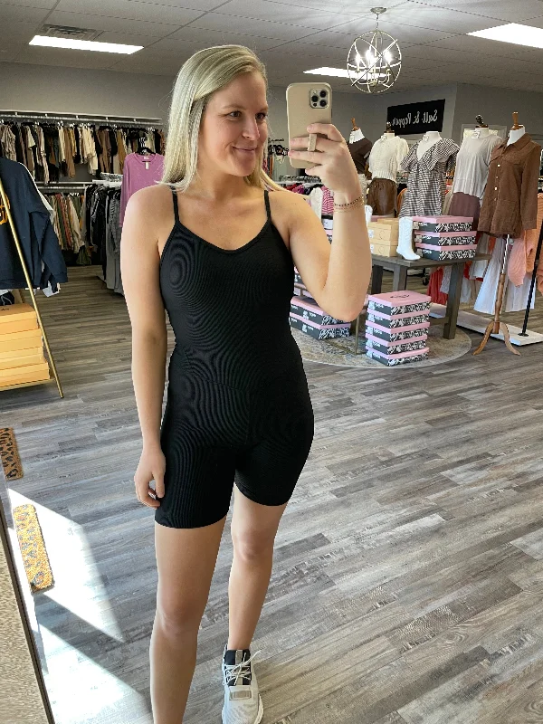 Last Chance Ribbed Active Romper - Black
