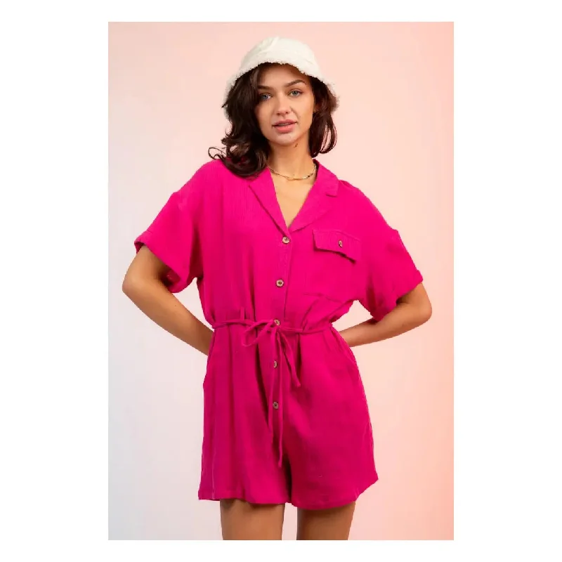 Today’s Deal Romper Button Down Gauze Pink