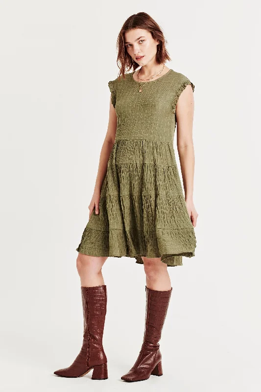 Overstock SADIE SLEEVELESS DRESS SAGE LEAF
