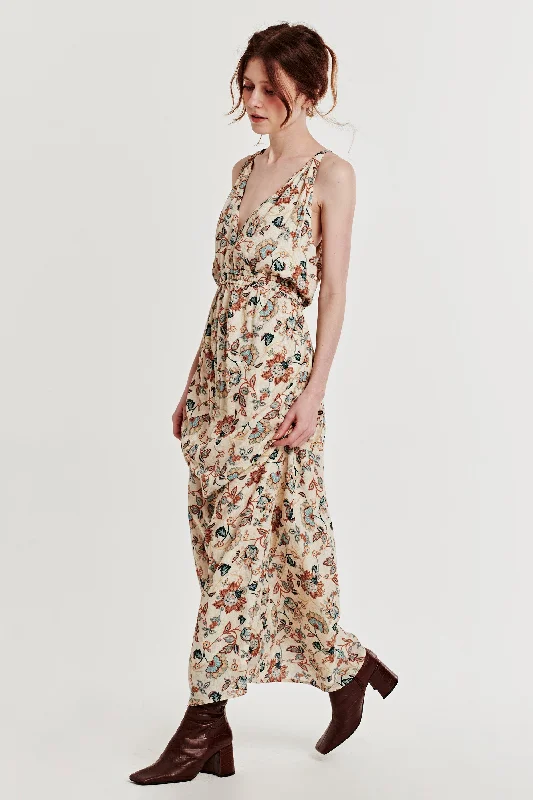 Major Savings SARAH WRAP V DRESS NEUTRAL BLOOM