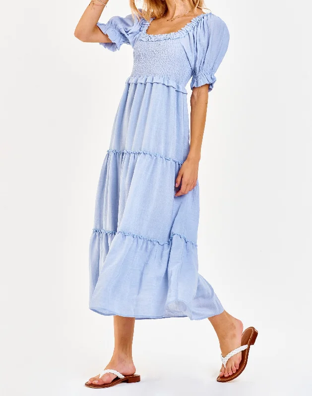 Discount Extravaganza SHELBY SMOCKED BODICE DRESS ENGLISH BLUE