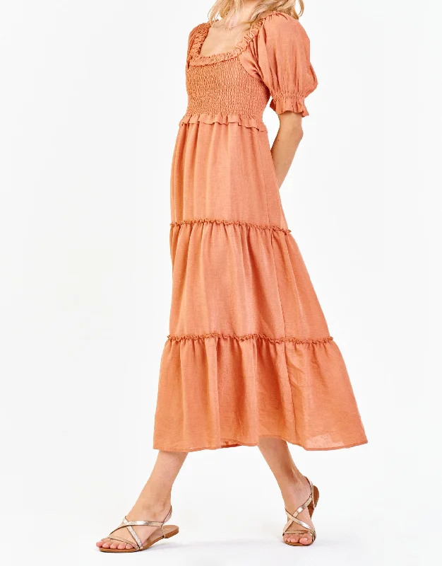 Mega Deal SHELBY SMOCKED BODICE DRESS SOFT APRICOT