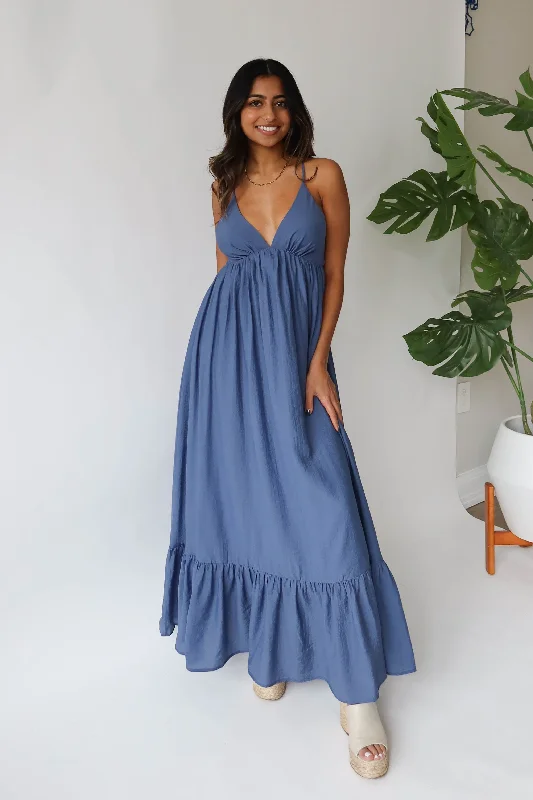 Low Prices Shine Bright Maxi Dress in Dark Blue