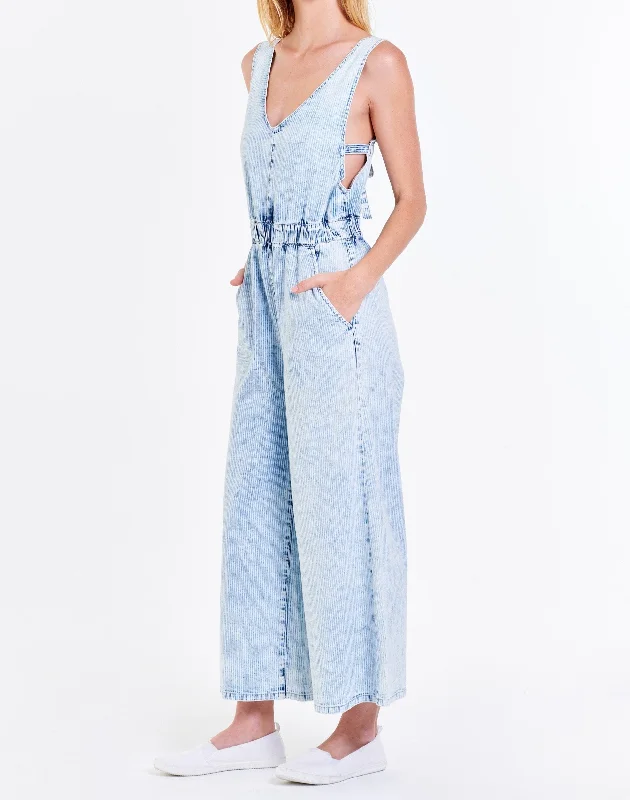 Today’s Deal SIVAN DENIM TANK JUMPSUIT FADED RAILROAD STRIPES