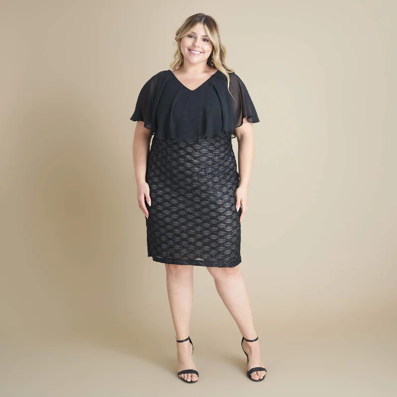 Stock Clearance Sunny Black Eyelash Metallic Dress