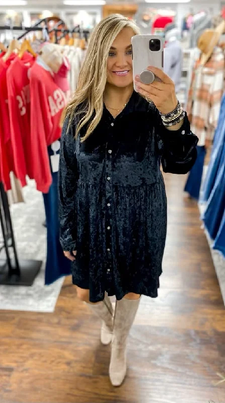 Massive Deals Sweet Surprise Classic Black Velvet Dress