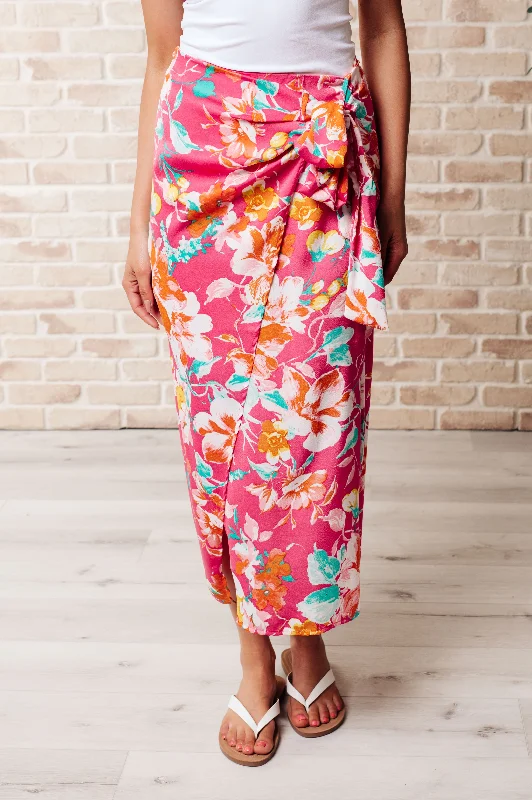 Price Rollback Take Me Outside Wrap Around Skirt in Magenta