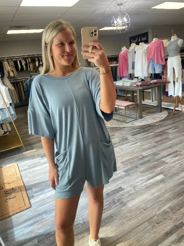 Mega Deal Tee Jersey Romper - Denim Blue