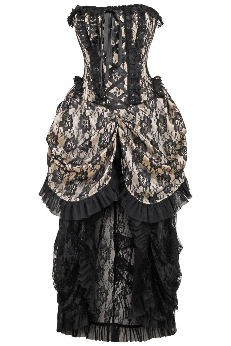 Special Savings Top Drawer Lace Bustle Steel Boned Corset Dress
