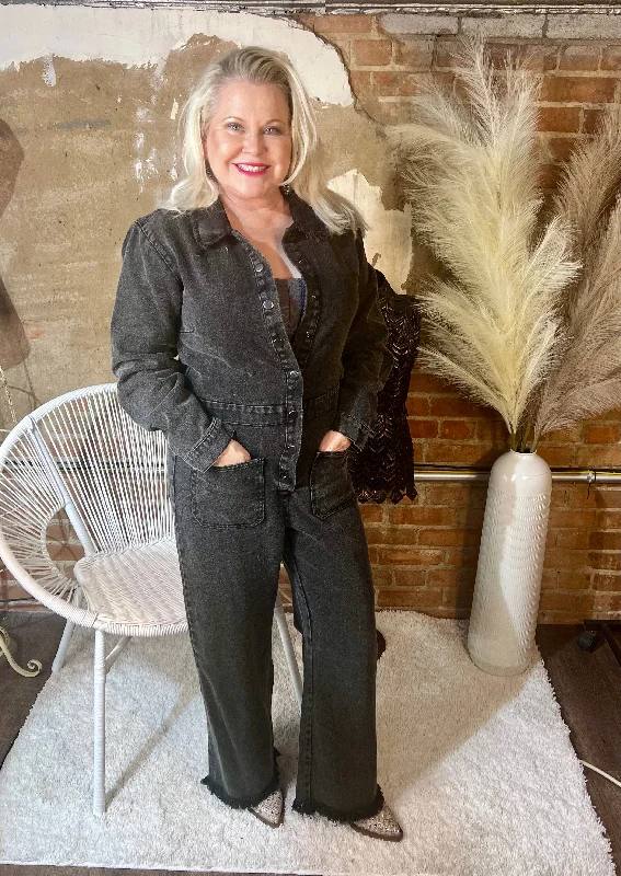 New Deals Umgee Black Long Sleeve Jumpsuit