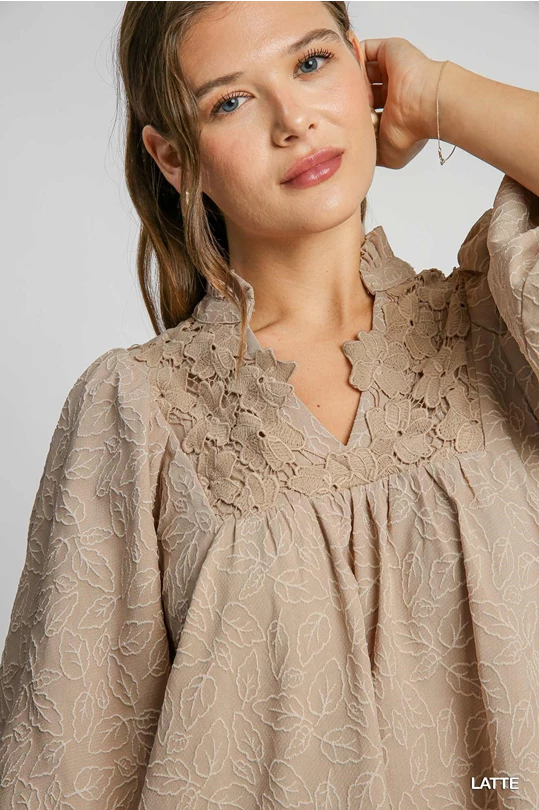 Mega Sale UMGEE Floral Lace Contrast Dress Latte