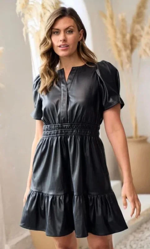 Bargain Prices Black Leather Party Dress