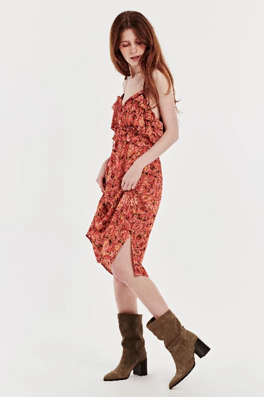 Fantastic Offers VALENTINA MULTI RUFFLE DRESS AUTUMN PAISLEY