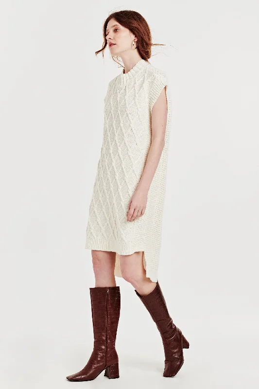 Crazy Deals VICTORIA WIDE NECK SWEATER DRESS IVORY