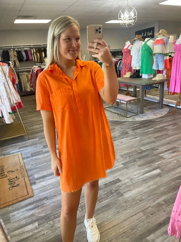 Year-End Sale Washed Denim Shirt Dress - Washed Sunkist