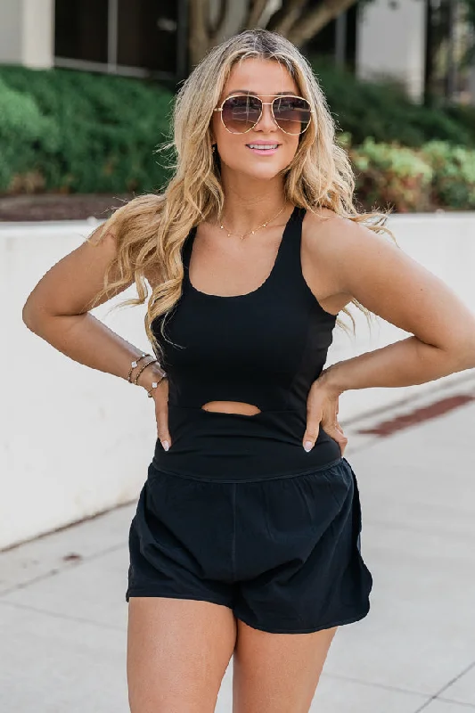 Buy Now You're Thriving Black Active Keyhole Romper FINAL SALE