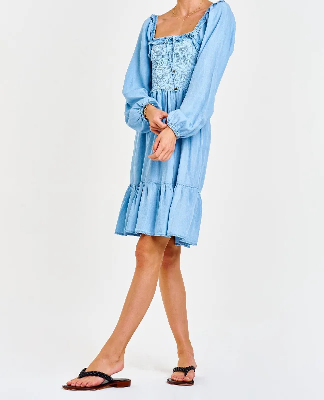 Amazing Deals ZENYA SMOCKED BODICE DRESS CAROLINA BLUE